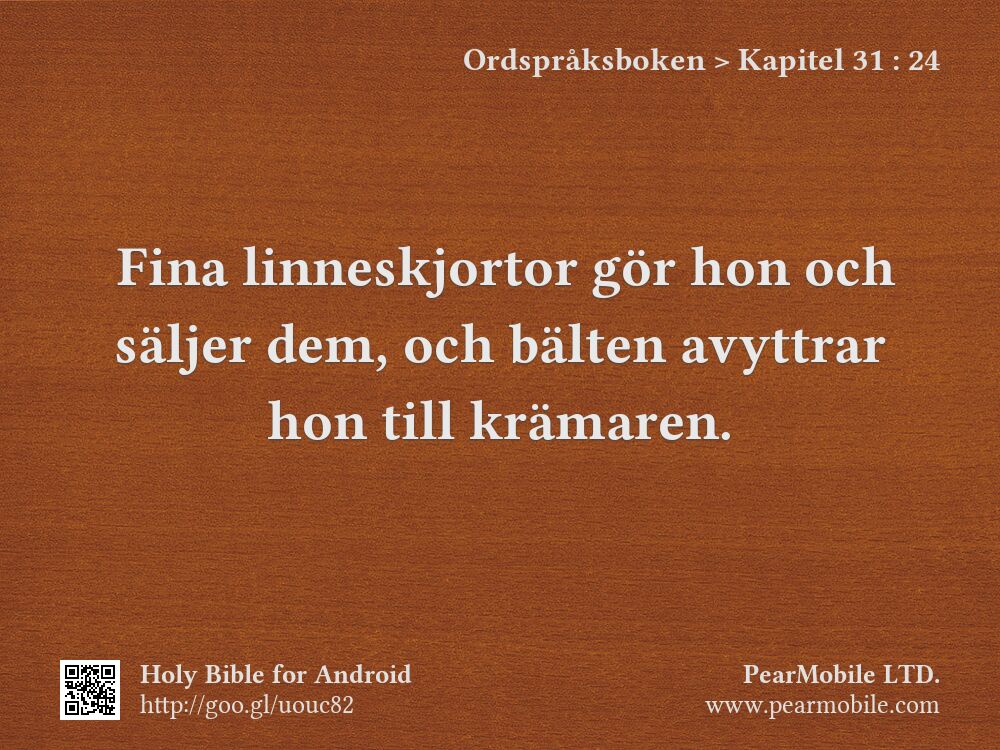 Ordspråksboken, Kapitel 31:24